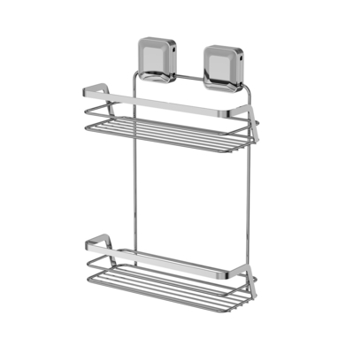 kaufen Edelstahl-Bad-Dusche-Caddy, Doppelschicht-Saugbecher-Tray-Rack Online-Herstellung
