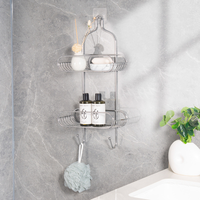 kaufen 2 Stufen Bad Organisator Kleine Hängende Dusche Caddy Edelstahl Online-Herstellung