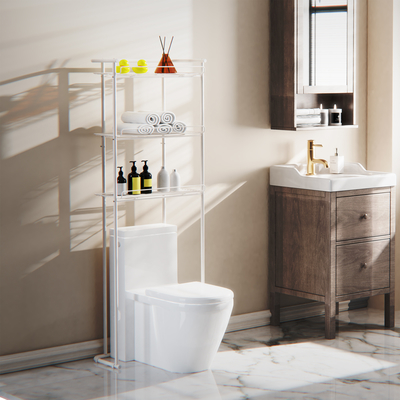 kaufen 3-Schicht über die Toilettenregale Multifunktions-Badezimmer-Speicher-Rack Badezimmer-Organisator Platz spart Regalen mit Stange Online-Herstellung