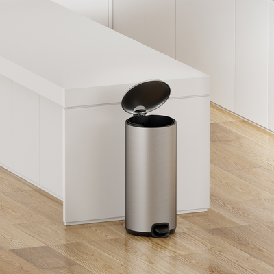 kaufen 30L Edelstahl Dünndeckel Pedal Mülleimer für Haushalte Küche Badezimmer Weich schließen Runde Metall Müllkoffer Online-Herstellung