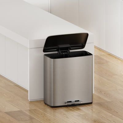 kaufen 2 Abteilungen Müllcontainer Edelstahl doppelter Recyclingbehälter 28L*2 für Küche Recycling in nachhaltigen Haushalt Online-Herstellung