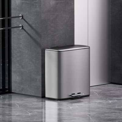 kaufen 28L*2 Edelstahl 2 Abteilungen Mülleimer Haushalt Küche Recyclingbehälter mit abnehmbaren Innenbehältern Online-Herstellung