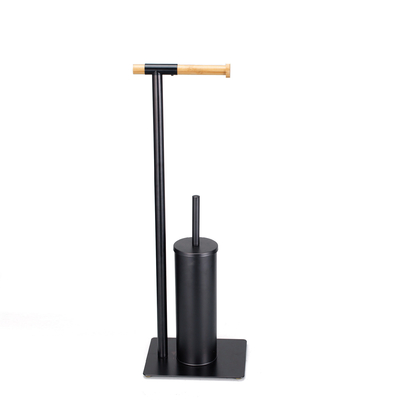 kaufen 21*18*67cm Langlebiges Badestand Stahl Bambus Toilettenpapierhalter und Bürsten-Set für Haus-Badezimmer Online-Herstellung