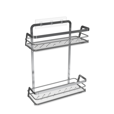 kaufen Stylische Haushaltsware Metall Badezimmer-Organisator Saugbecher Eisendraht Regal Edelstahl keine Bohrungen Wand montiert Dusch-Caddy Online-Herstellung