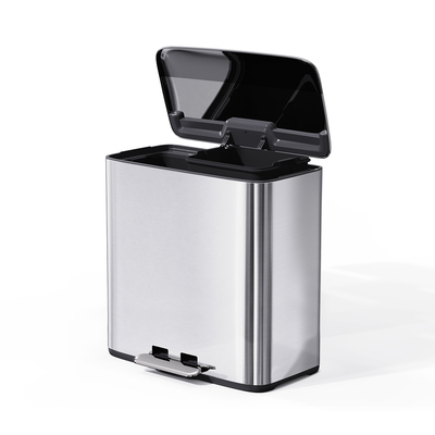kaufen 28L*2 Edelstahl Weich geschlossen Quadrat Pedal Müllkorb für Heim Büro Wohnzimmer Recycling Müllcontainer Online-Herstellung