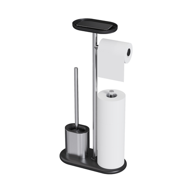 Edelstahl Kompaktes Badpapierhalter TPR Toilettenbürstenhalter SET Dauerhafte Toilettenbürstenhülter