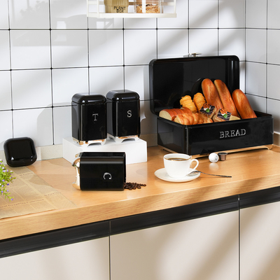 Metall Brotbehälter Set Krone Serie Morden Luxus Design Stil Quadrat Küche Lagerbehälter für Brot Tee und Kaffee