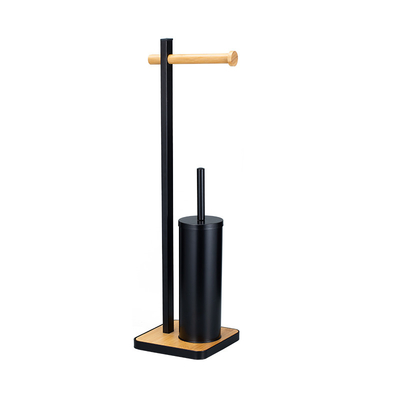 21*18*67cm Multifunktionelle Matt Weiße Toilettenrolle Halter Stand Und Bambus Toilettenbürste Set mit modernem Design für Sie