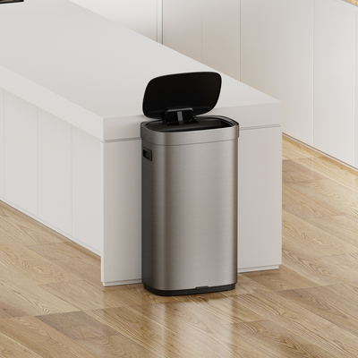 80L Smart Trashbin aus Edelstahl für den Haushalt mit berührungslosem Sensor und Rollendeckung