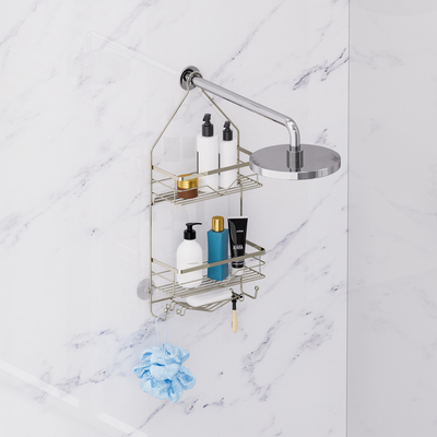 Badezimmer-Organisator Dusche Caddy Hangende Duschregal für die Innenseite Dusche ohne Bohrständer über Duschkopf Badezimmerregal