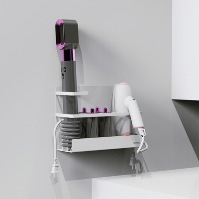 Wandmontierte magnetische Anziehungsanlage Duschregal ohne Bohrungen Badezimmer-Organisator Haartrockner und Curling Lron-Organisator