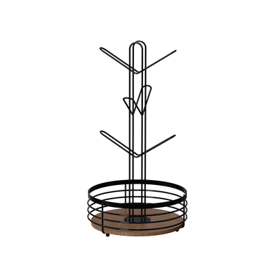 2 Schichten Stehender Typ Holzelement Hauswesen Multifunktionales Stilvolles Metall Küchenorganisierer Becherhalter