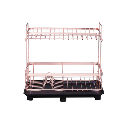 2 Stufe Kompaktes Geschirr Abfluss Rack Board Mit Chrom Plattierung Draht Für Küchenorganisation