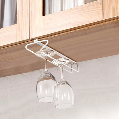 Becherregal unter dem Schrank Doppelreihe Stemware Racks ohne Bohrungen Metall Wein Glas Speicherbecher Organisator