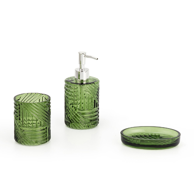 Schnitzereien aus Glas Seife Schaum Dispenser Zahnbürste Halter Bad Zubehör Set