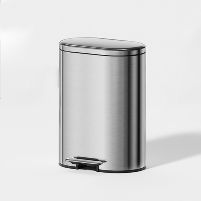 Weich geschlossener Pedalbehälter 30L stilvoller ovaler Edelstahl Haushaltsmüllbehälter mit Anti-Fingerabdruck rundem Rechteck Müllcontainer